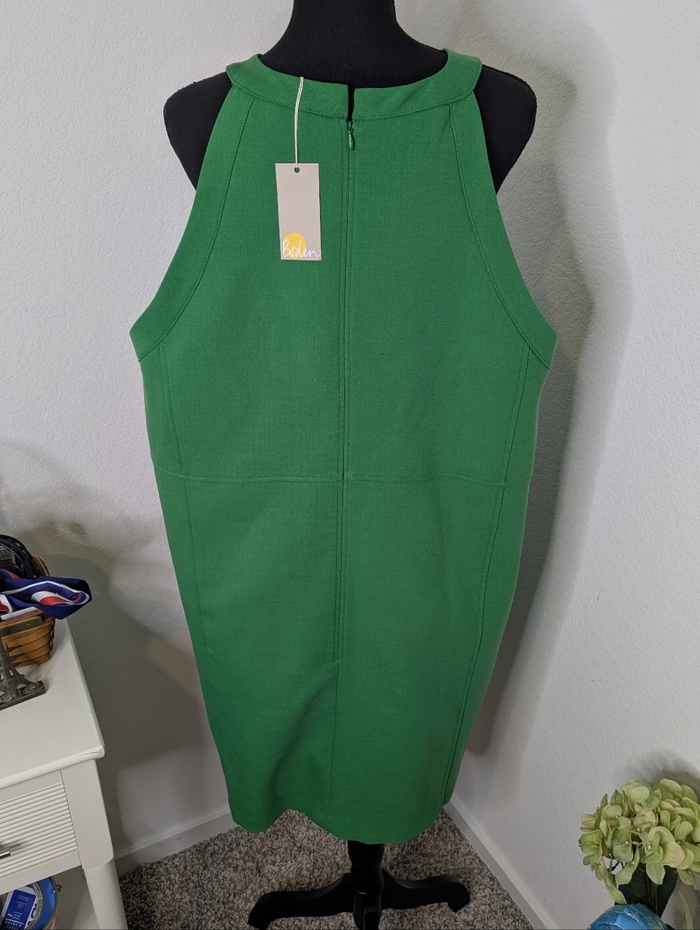 💘 Boden Sleeveless Wool-Blend Mini Shift Dress green 20 22 NWT - Picture 5 of 10